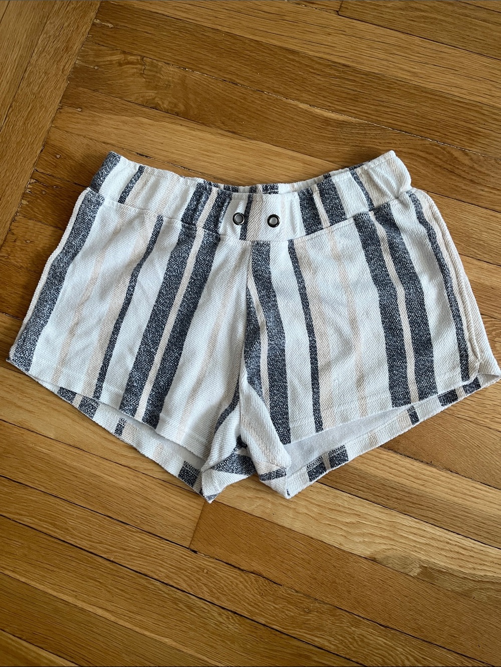 Ocean Drive White Shorts with Black Vertical Stripes